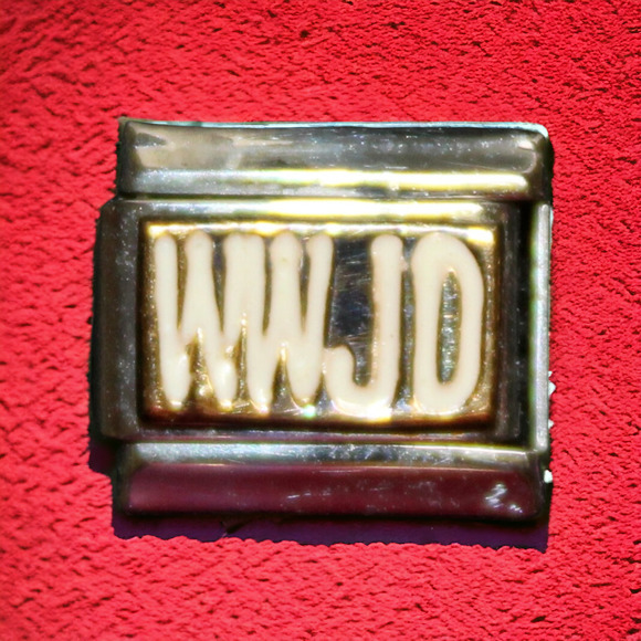 WWJD What Would Jesus Do Italian Stretch Charm 18k Gold and Stainless Steel JAD - Picture 1 of 3